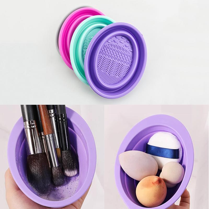 Beauty Makeup Products - Zachte siliconen make-upborstelreiniger Opvouwbare poederdons Reinigingskom