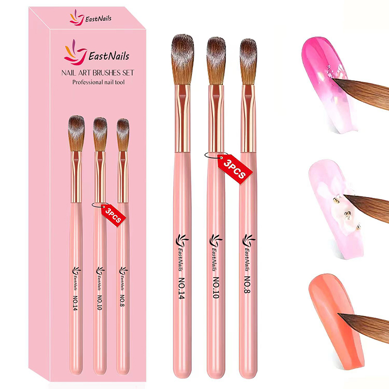 Blush Brush Kabuki - 【3 stuks acryl nagelborstels # 8/10/14