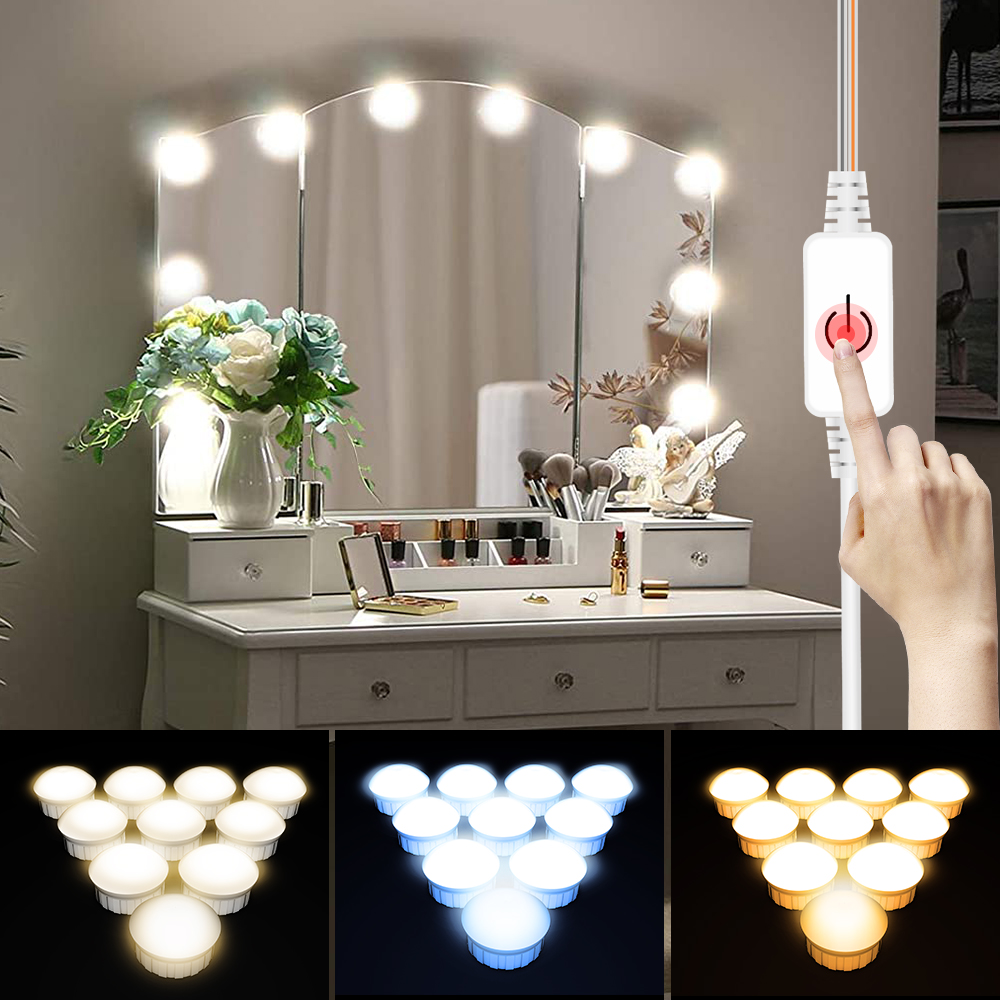 Beauty Makeup Desk - LED-spiegellamp USB kaptafellamp badkamer 5V Hollywood