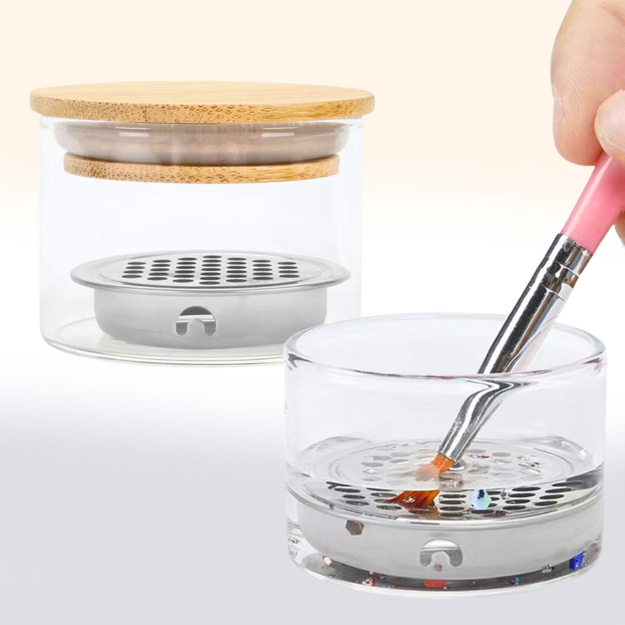 Blush Brush Kabuki - Nagelkunstborstels Wasbeker Nagelborstelreiniger Dappen Dish met