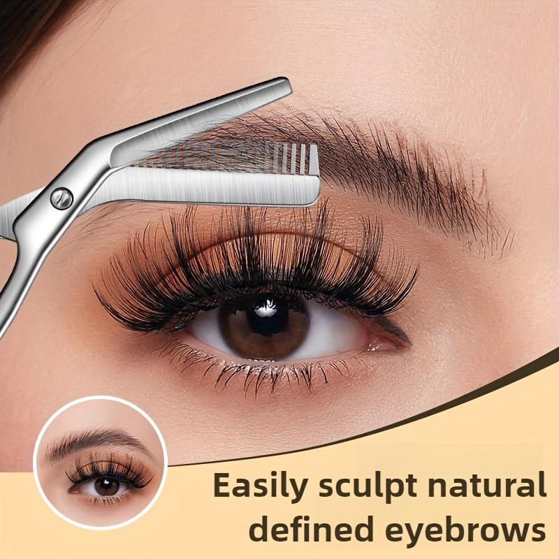 Beauty Works Makeup - Roestvrijstalen wenkbrauwschaartje met ingebouwde kam, nauwkeurig