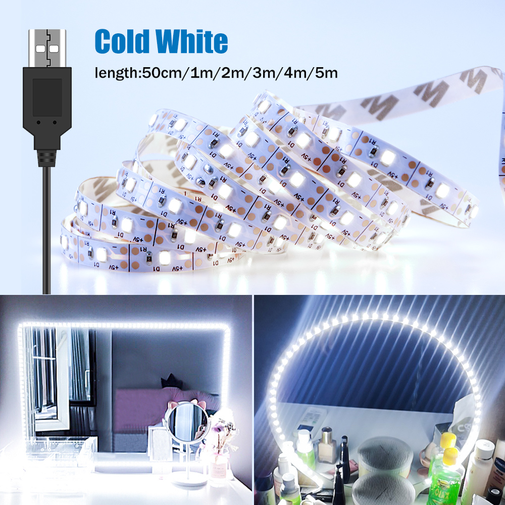 Beauty Makeup Desk - DC5V LED Make-upspiegel Lichtstrip USB Kaptafellamp